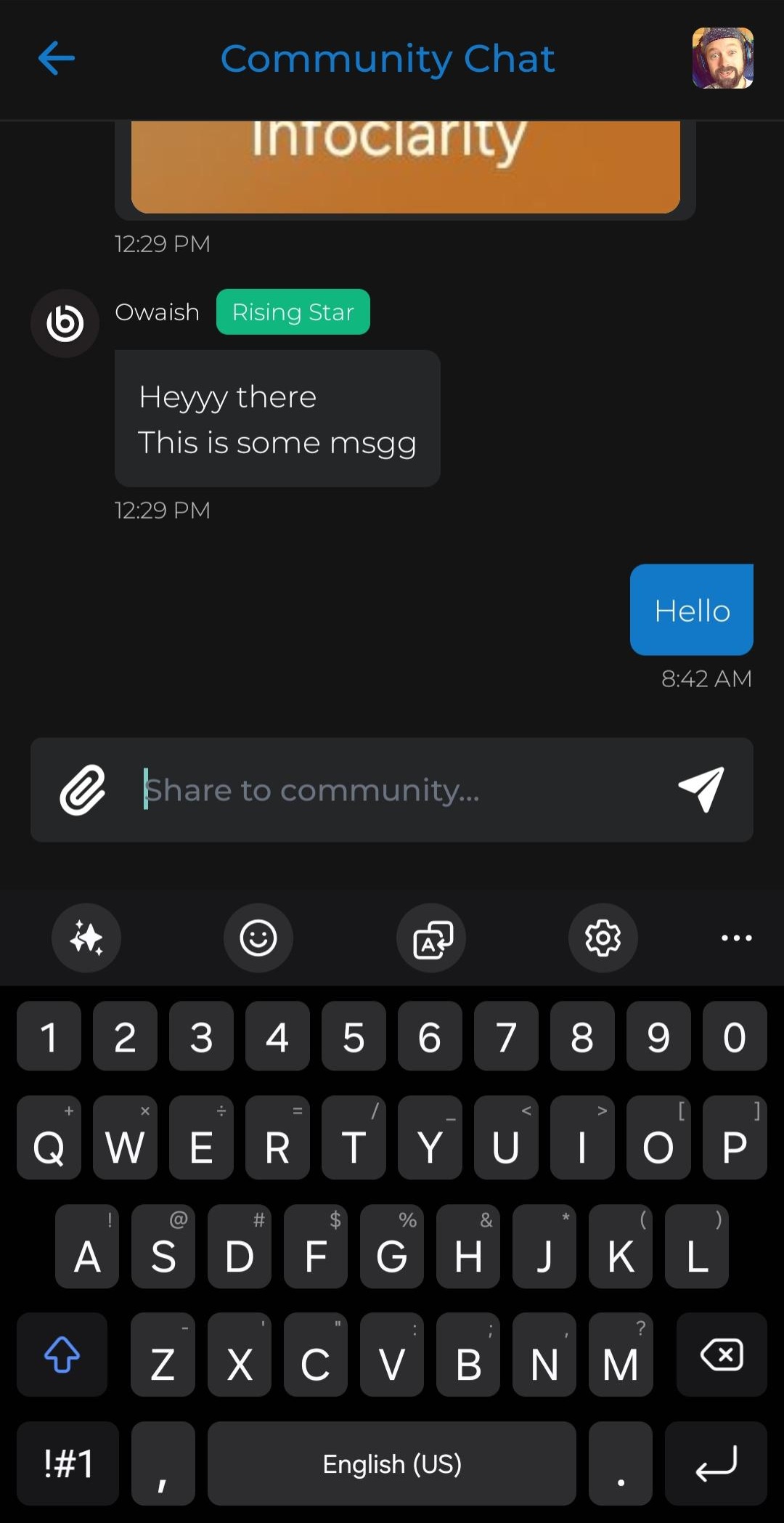 Infoclarity Live Chat Interface